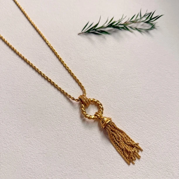 铜合金项链 【六六中古】孤品复古流苏毛衣链项链te4441链长70-76