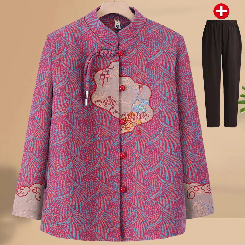 中老年人春秋款外套女奶奶装洋气立领妈妈2025新款老太太衣服婆婆