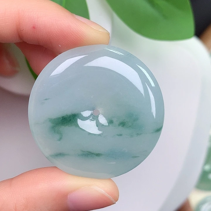 翡翠未镶嵌颈饰平安扣 35.7-5.8mm
