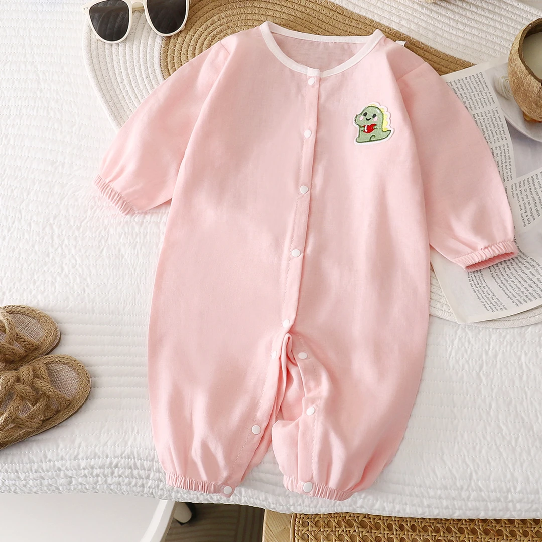 夏季爬服哈衣纯棉纱布婴儿连体衣婴儿长袖新生儿宝宝薄款爬爬衣