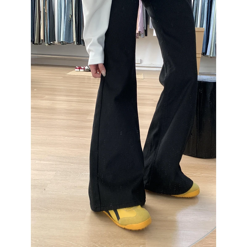 美式复古水洗高腰牛仔裤女2025春季新款宽松显瘦垂感拖地喇叭长裤