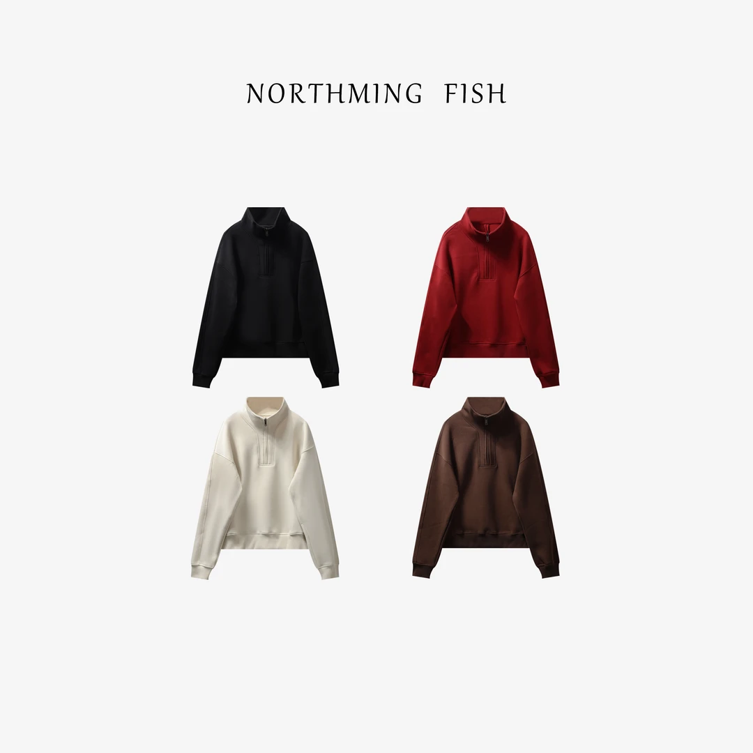 NorthMing fish「无忧穿搭」舒适慵懒 简约百搭 立领卫衣