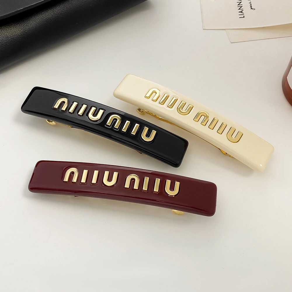 新款合金醋酸发卡M字母小姐时尚头发饰侧边刘海夹弹簧夹一字发夹