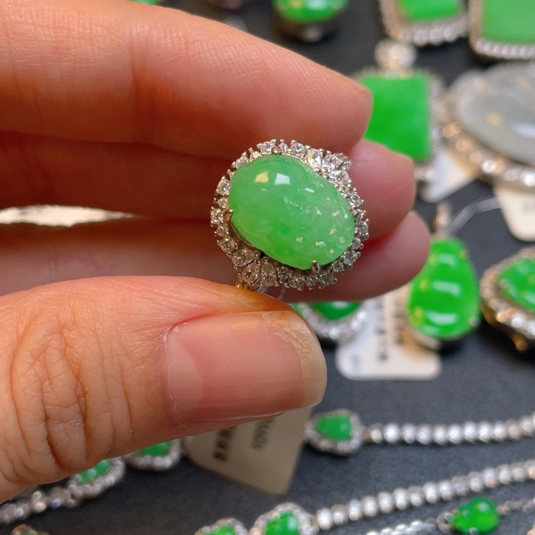 翡翠银S925镶嵌吊坠(不含链)戒指