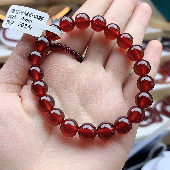 石榴石手链未镶嵌橙红卡9单圈
