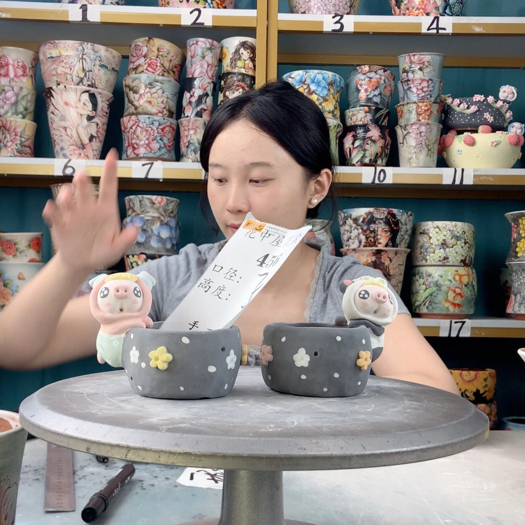 景德镇手工花盆456