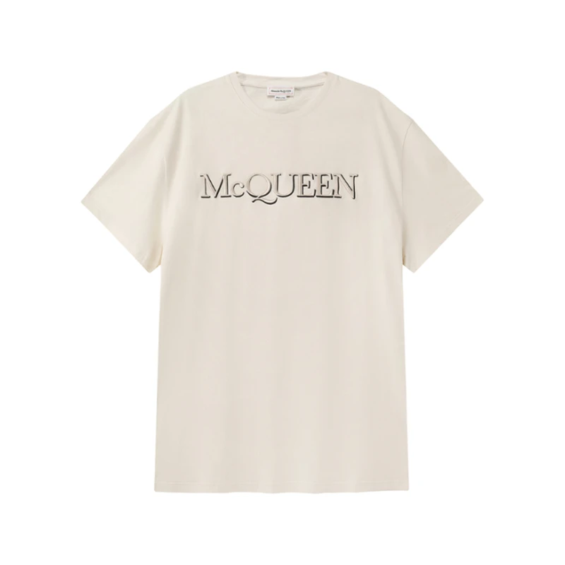 Alexander Mcqueen麦昆 男士LOGO刺绣圆领短袖T恤 649876 QUZ56