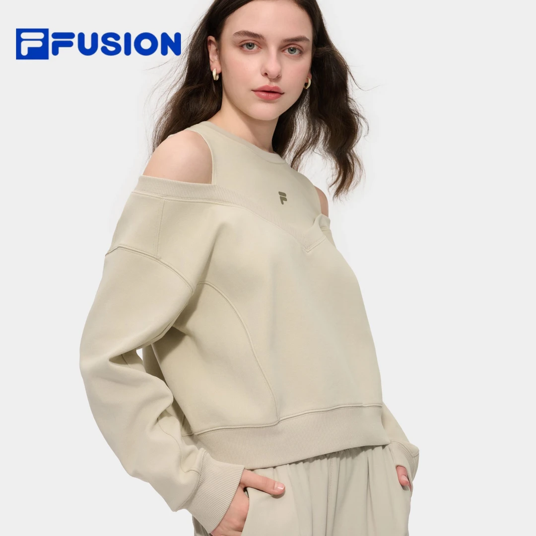 FILA FUSION【秋季潮流短款】女款时尚透气针织长袖上衣T11W545204
