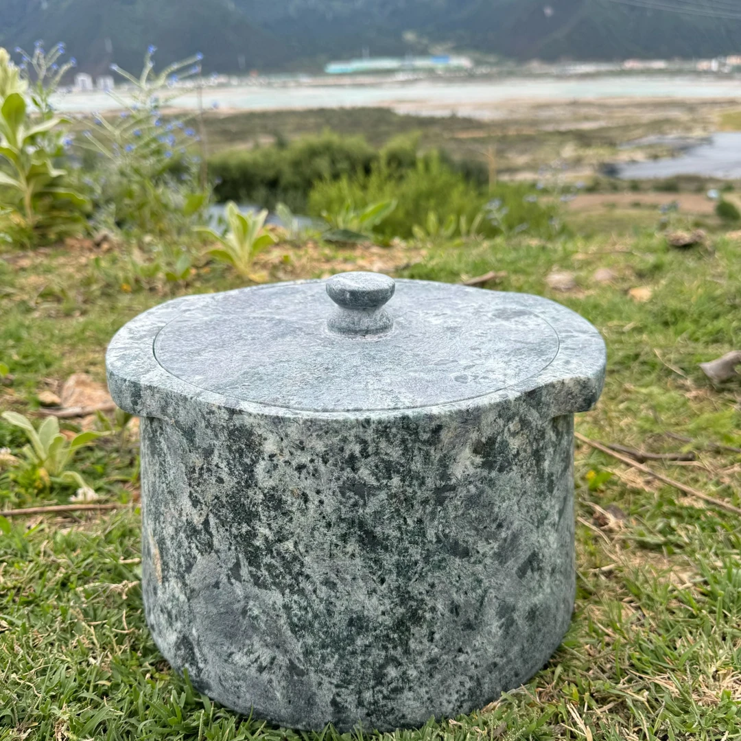 西藏天然皂石手工锅墨脱石锅【双耳高款大号】