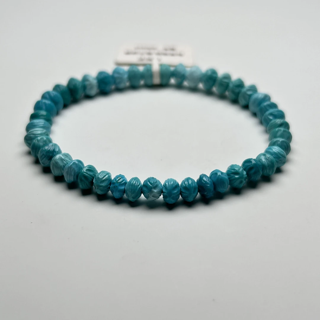 瑭颂湖北竹山原矿高瓷高蓝天然绿松石时尚经典横打百香单圈手串