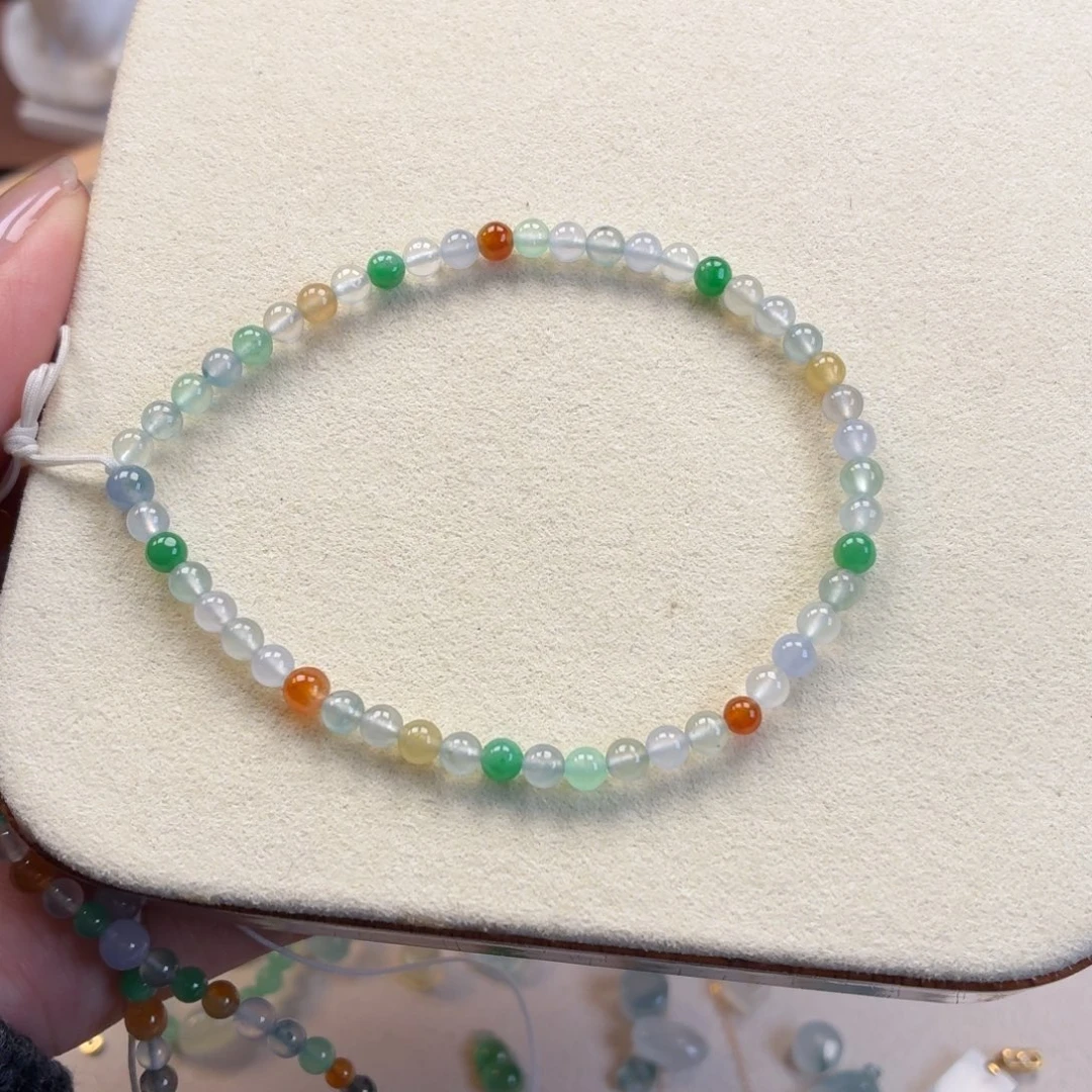 翡翠散珠翡翠A货多宝手串 卡3.5