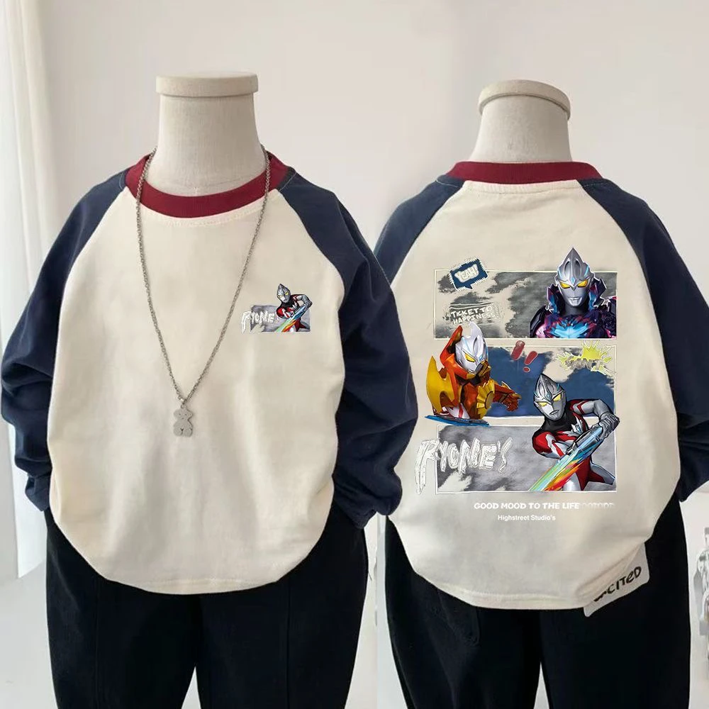 2025秋季新款亚刻奥特曼衣服男童长袖T恤宽松上衣中小童宝宝t春装