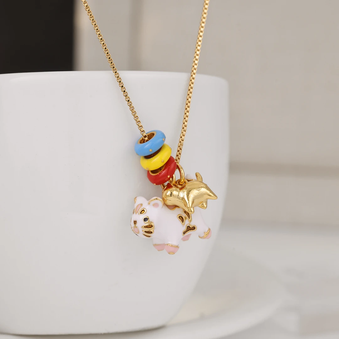 铜合金项链 镀k金「萌猫蛋总」抽拉调节项链轻奢可爱小众卡通高级感