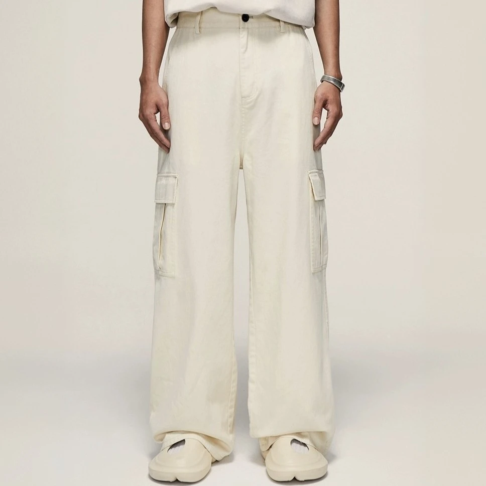 【NEW】美式高街风纯色多口袋水洗直筒阔腿休闲长裤9957-D9-6