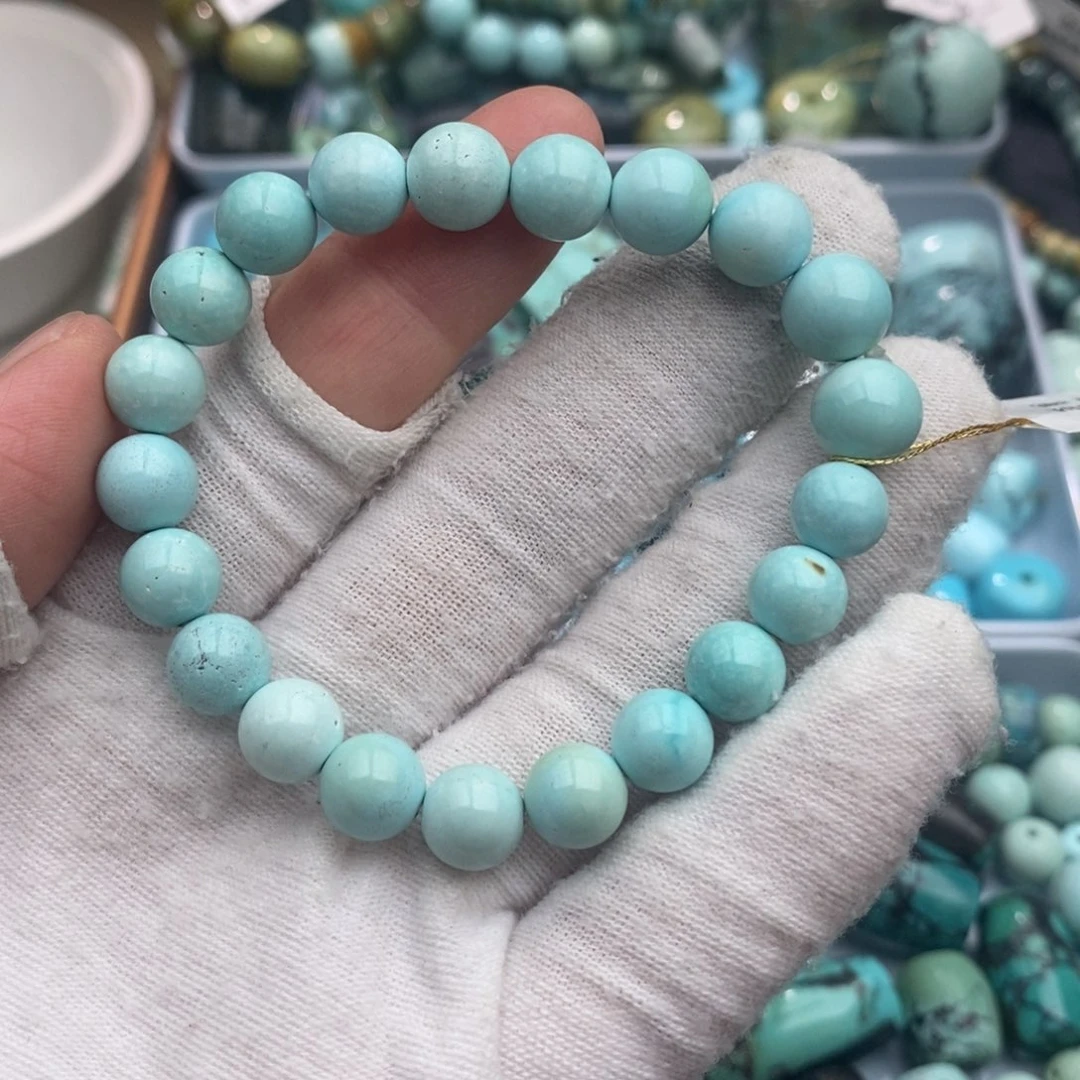 未镶嵌绿松石卡8➕圆珠手串