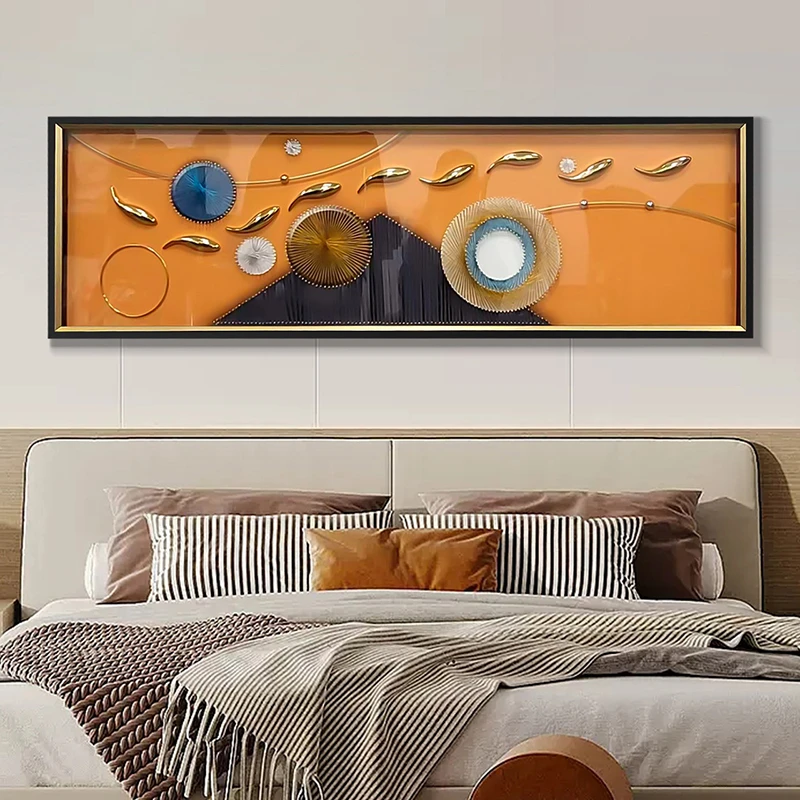 手工装饰画高端现立体实物画镶嵌卧室客厅沙发背景九鱼50150义乌