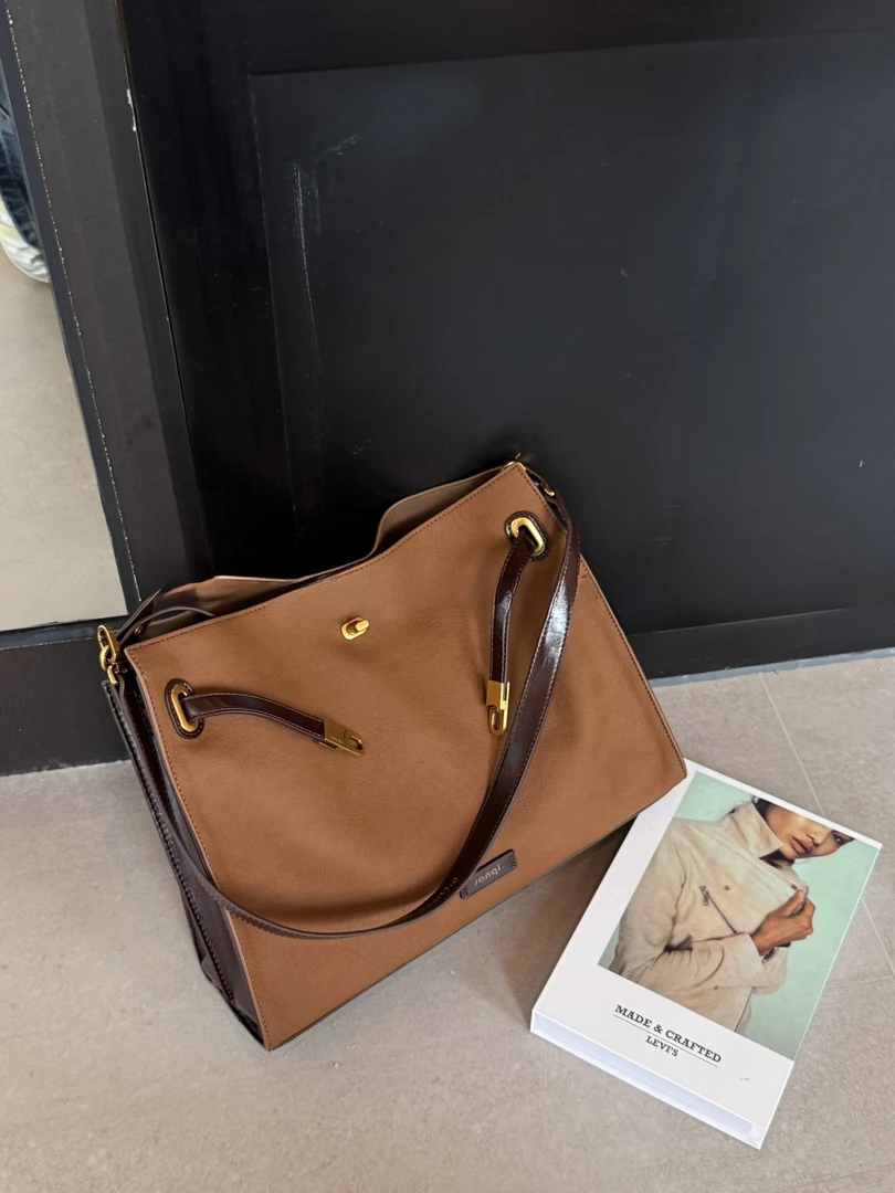 韩版秋冬单肩包撞色百搭女士慵懒托特包通勤腋下包轻奢风斜挎包