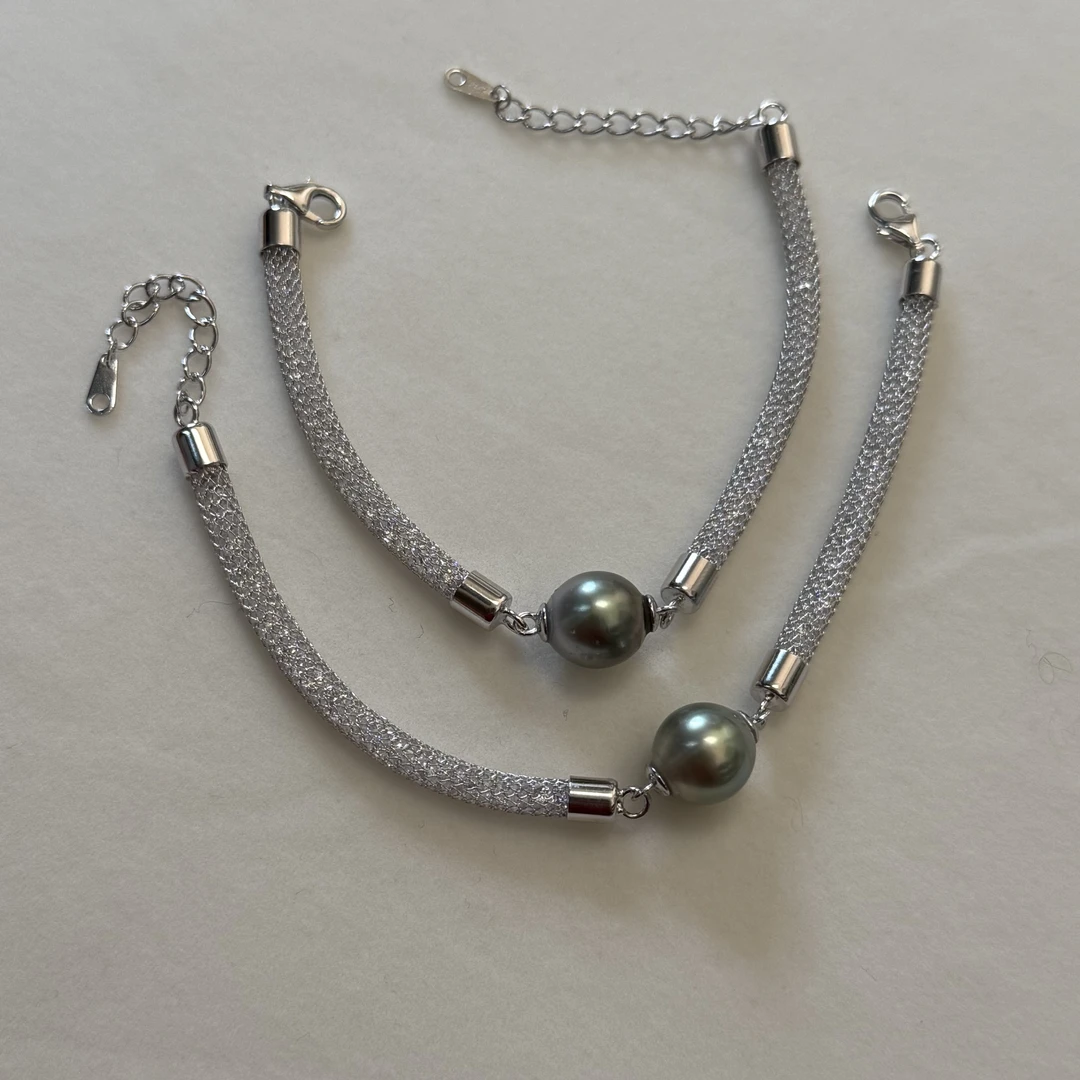 【水之恋】海水珍珠手链炫彩大溪地蕾丝管轻奢手串S925银多样性发一