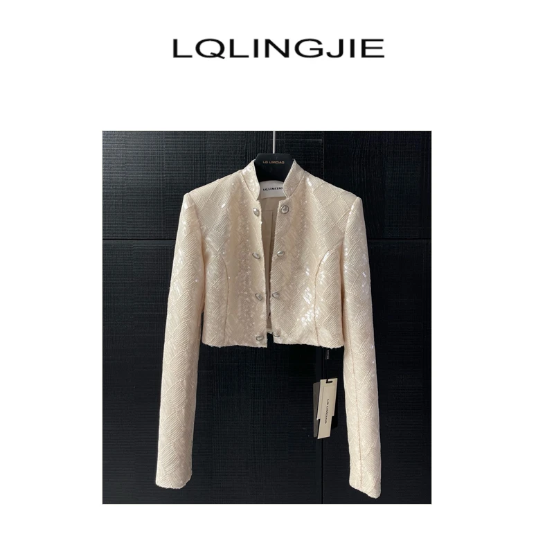 【清 不退差价】设计师 高定款亮片长袖短外套3515