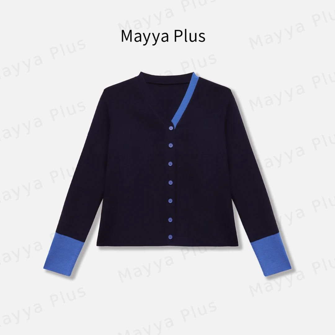 【多云书店】Mayya Plus麦芽定制韩系流光风假两件针织开衫32537152