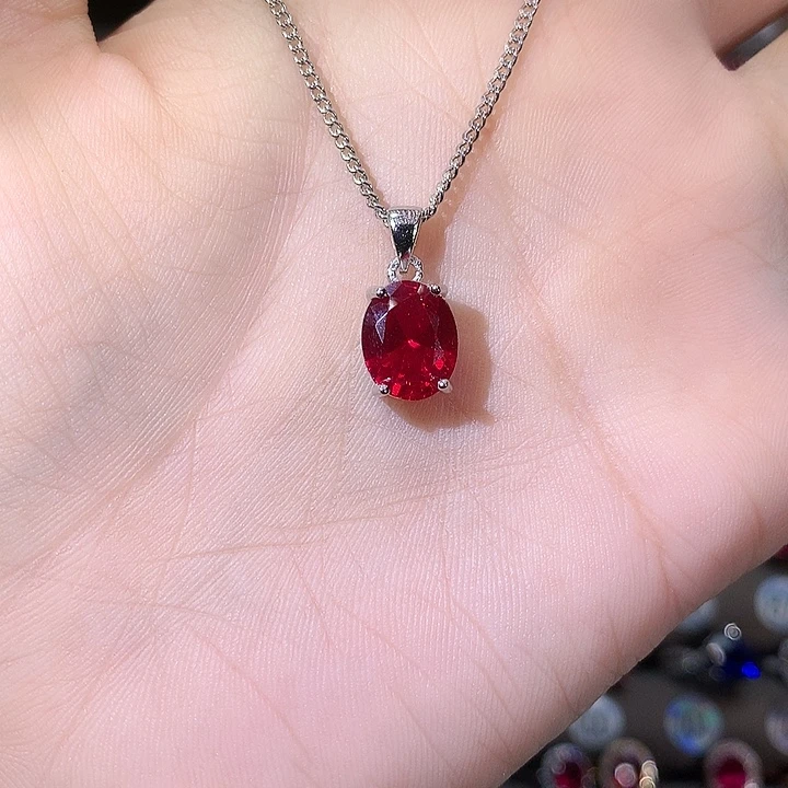 银S925镶嵌红宝石颈饰白酒红810