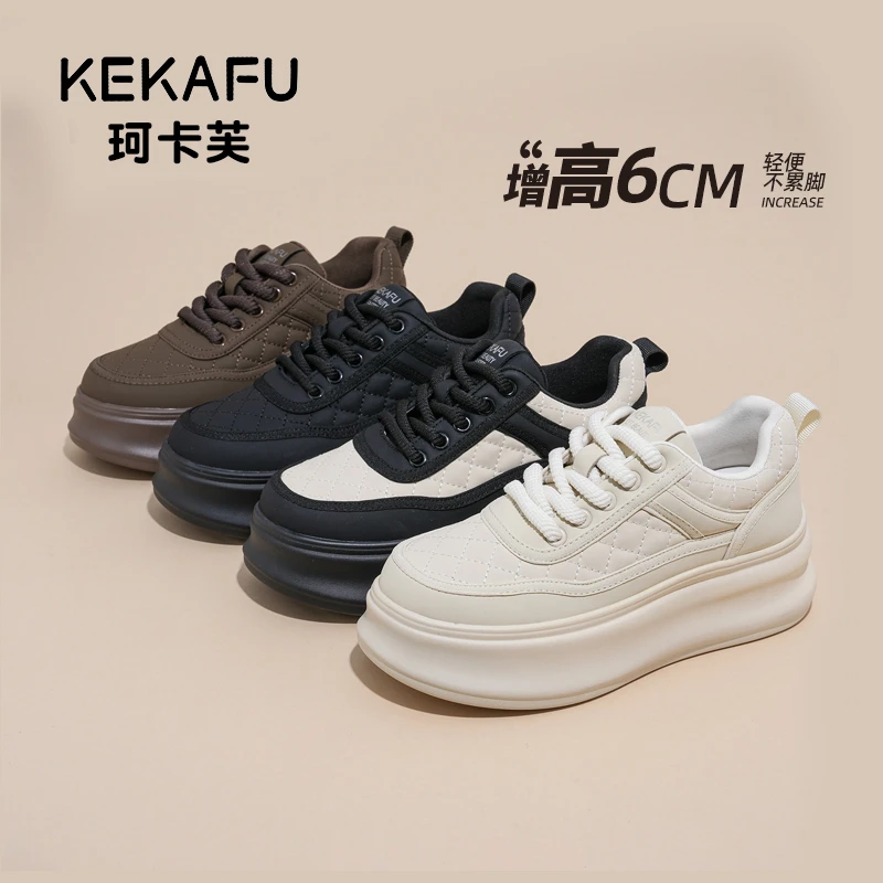 KEKAFU/珂卡芙【隐形增高6CM】柔软舒适时尚2024四季百搭小白鞋9093