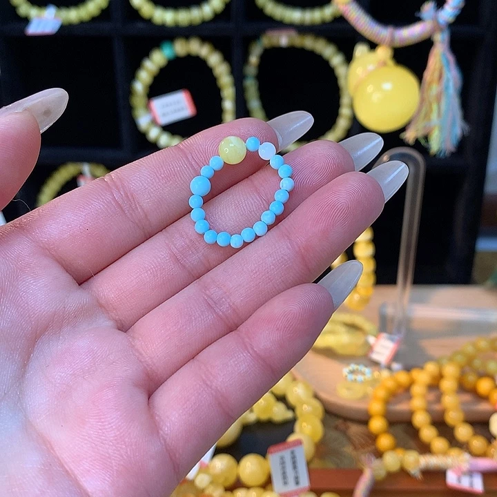 琥珀手链未镶嵌蜜蜡戒指圆珠