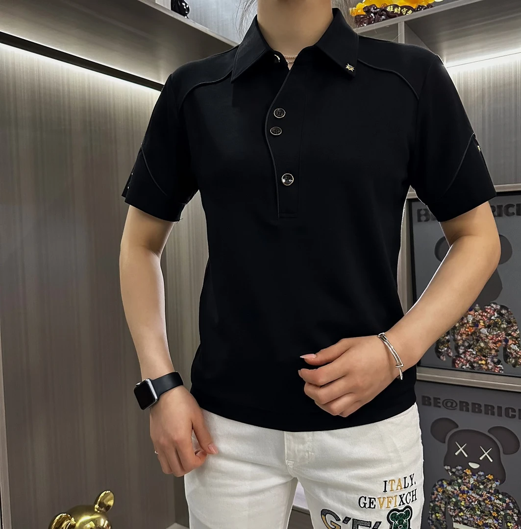 2025夏季锐黑星石男Polo衫半袖轻奢时尚百搭商务休闲修身翻领558