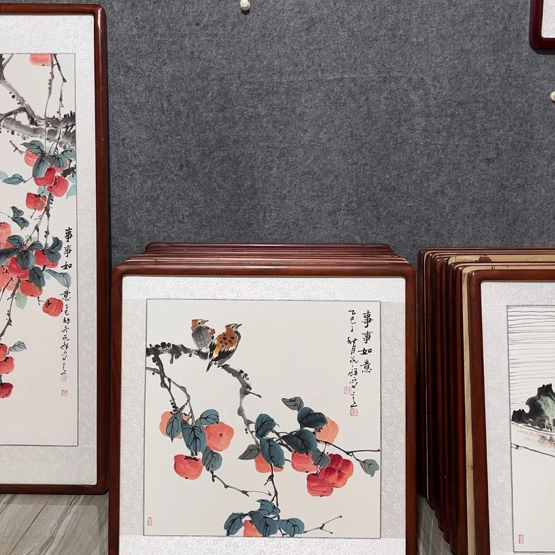 国画书画作品带框63×63