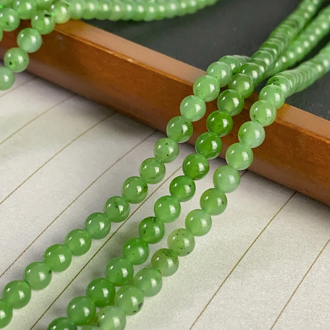 【和田玉】碧玉小米珠链珠串约4mm/多样性发一