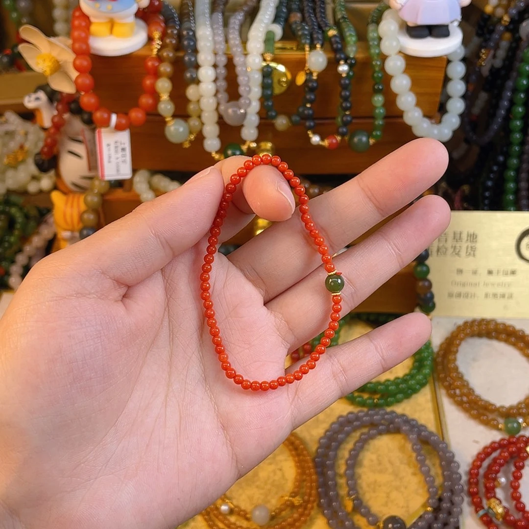 南红玛瑙单圈手串未镶嵌