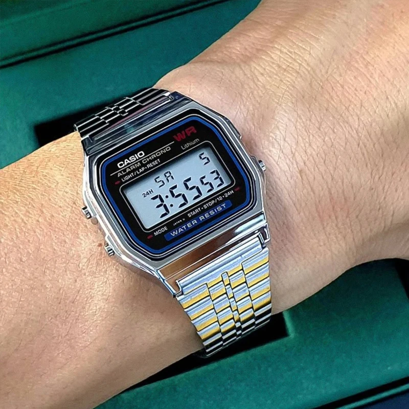 Casio/卡西欧手表复古小方块 时尚小方表防水运动学生表A159WA-1
