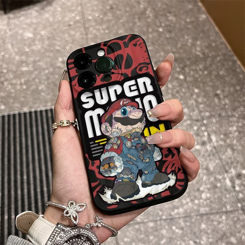 机器超级玛丽适用苹果17promax手机壳褶皱16/15pro软13/14全包12P