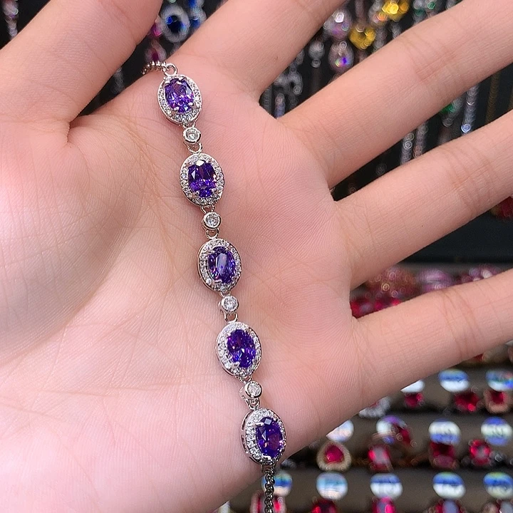 水晶手链银S925镶嵌1紫水晶