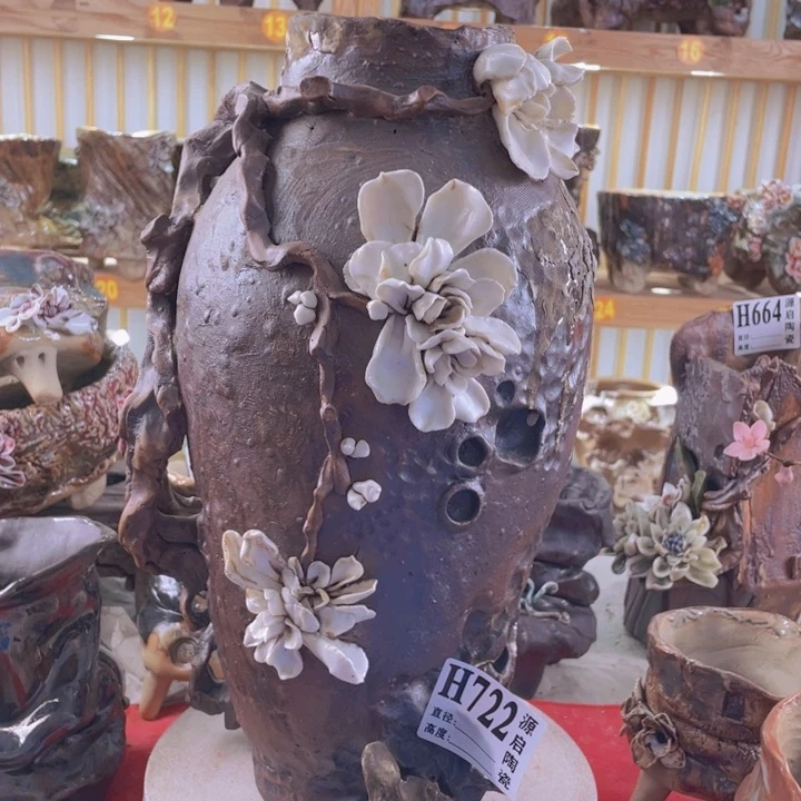 紫砂花盆景德镇陶瓷722