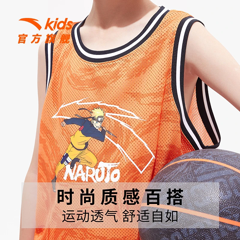 安踏儿童火影联名男大童篮球比赛套2025夏清爽透气舒适运动套装JS