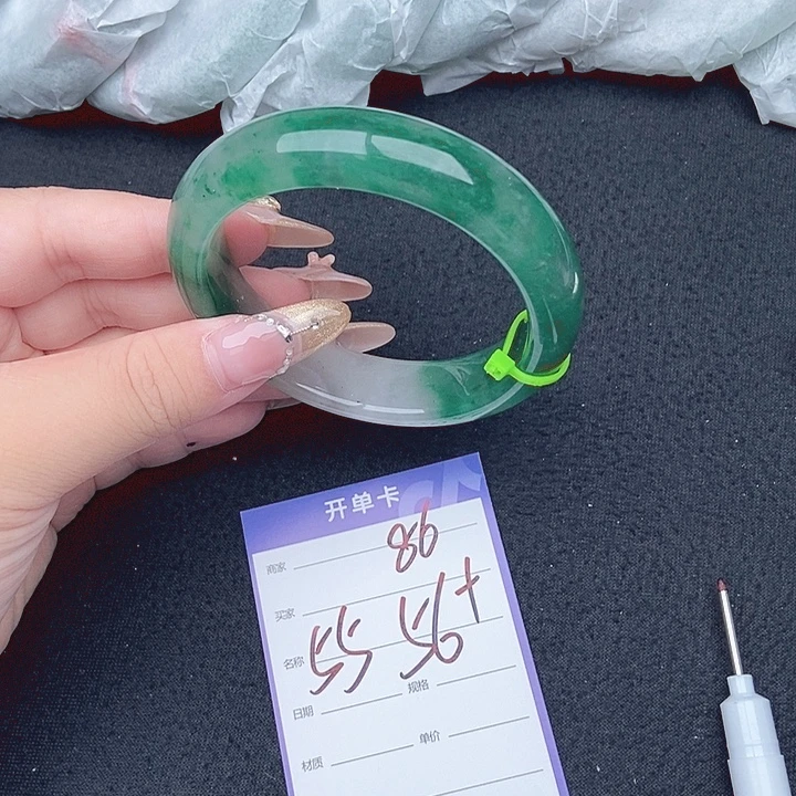 竹牌天然A货非洲翠手镯86