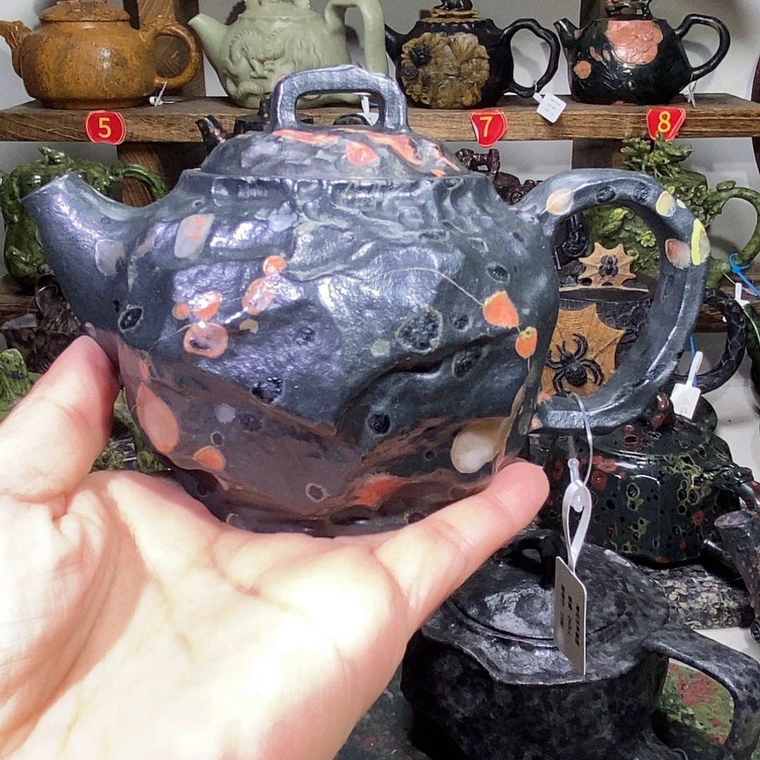 安山玉梅花玉随形壶260CC微瑕