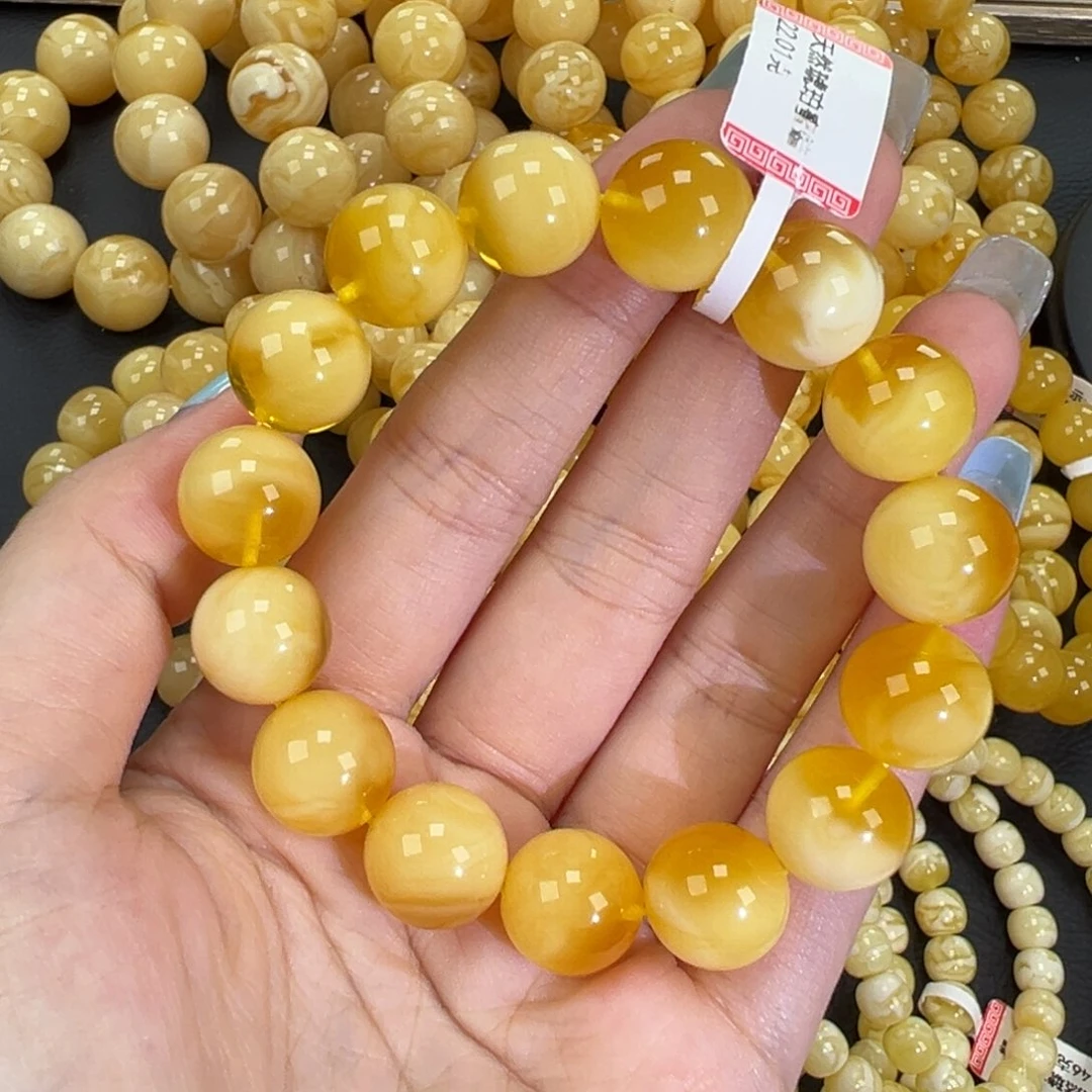 琥珀未镶嵌手链22金白