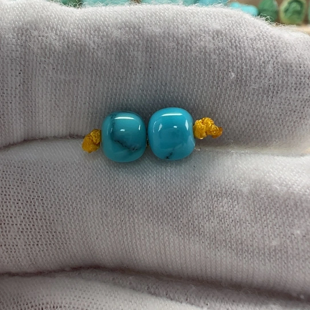 未镶嵌绿松石老型对珠6.3mm