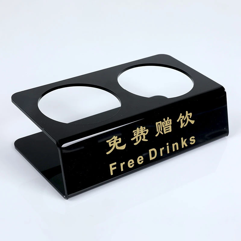 饮料展示架座桌面酒水广告牌亚克力酒水架 免费赠饮水杯架10个装