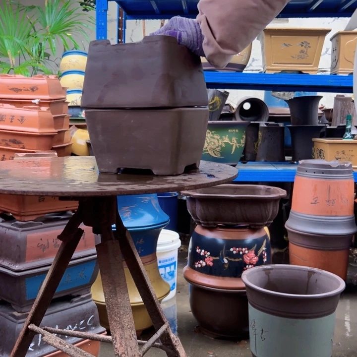 13+13紫泥四方花盆花盆