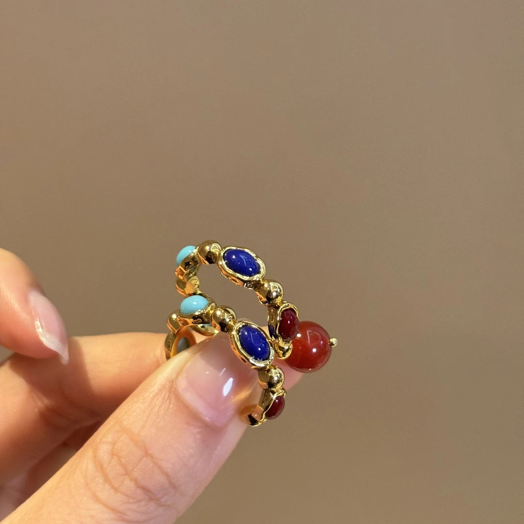 玛瑙时光年轮彩虹耳圈HTJJ0001