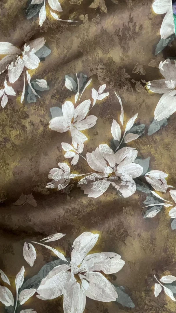 咖底白花  1米  链接 布头 高清数码印花