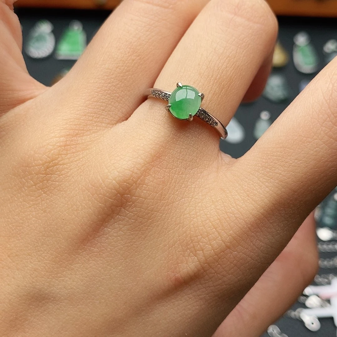 翡翠银S925镶嵌戒指