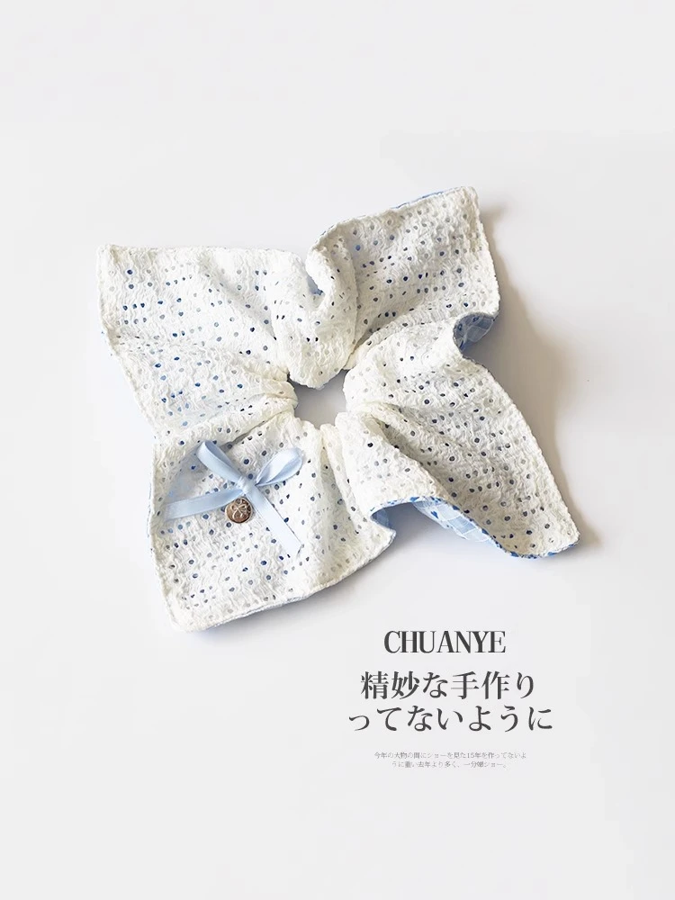 韩系双面蝴蝶结方巾女2025年新款时尚百搭高马尾不塌头绳发饰