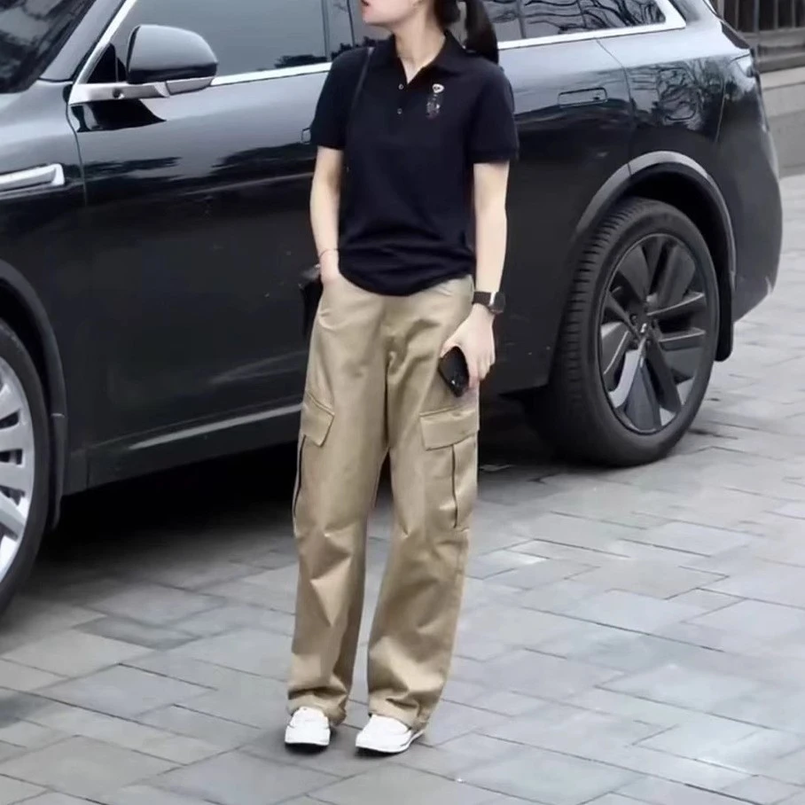 大爱美依缘2025夏季新款高级感polo领短袖上衣休闲工装裤女