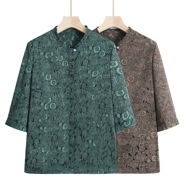 中老年人奶奶装夏款衬衫套装女妈妈装夏装老人衣服上衣老太太新款