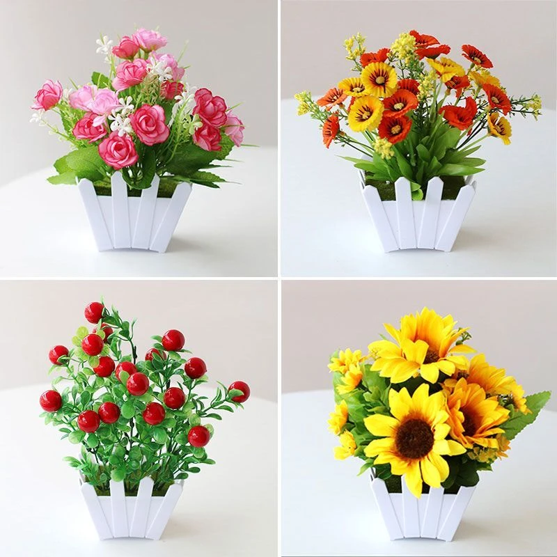 仿真花艺套装塑料花客厅家居装饰绢花插花小栅栏假花创意摆件盆栽