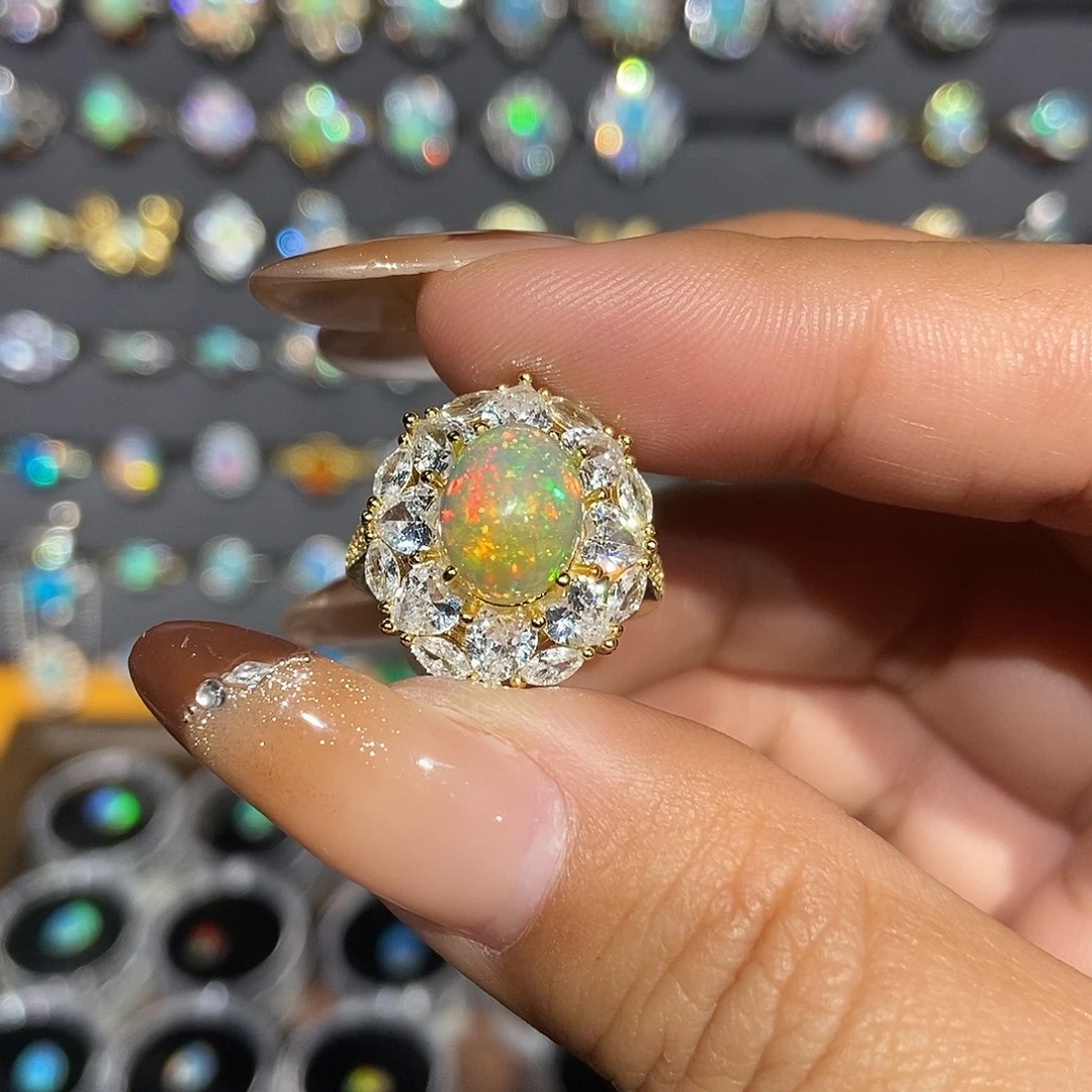 欧泊银S925镶嵌戒指—